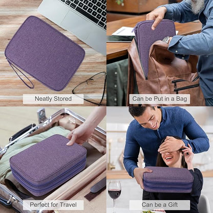 FYY Electronic Organizer, Extra Large Travel Cable Organizer Bag Pouch Portable Waterproof Double Layers All-in-One Storage Bag for iPad, Cable, Power Bank, Laptop Charger for Office/Home, Dark Purple