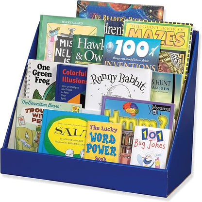 Classroom Keepers Sturdy Cardboard Book Shelf, 3-Tiered, Blue, 17" H x 20" W x 10" D, 1 Unit
