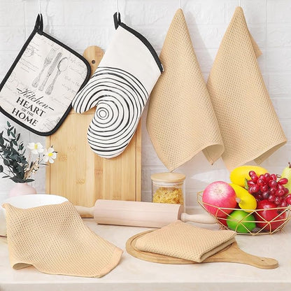 Homaxy 100% Cotton Waffle Weave Kitchen Dish Cloths, Ultra Soft Absorbent Quick Drying Dish Towels, 12 x 12 Inches, 24-Pack, Apricot