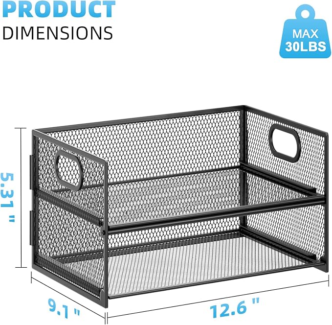 Marbrasse 2 Tier Paper Organizer Letter Tray, Mesh File Organizer with Handle, Paper Sorter Desk Organizer for Home Office Supplies - 2P