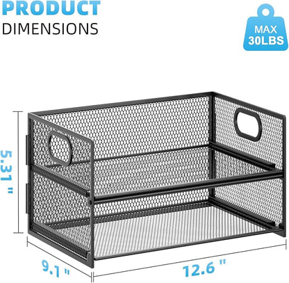 Marbrasse 2 Tier Paper Organizer Letter Tray, Mesh File Organizer with Handle, Paper Sorter Desk Organizer for Home Office Supplies - 2P