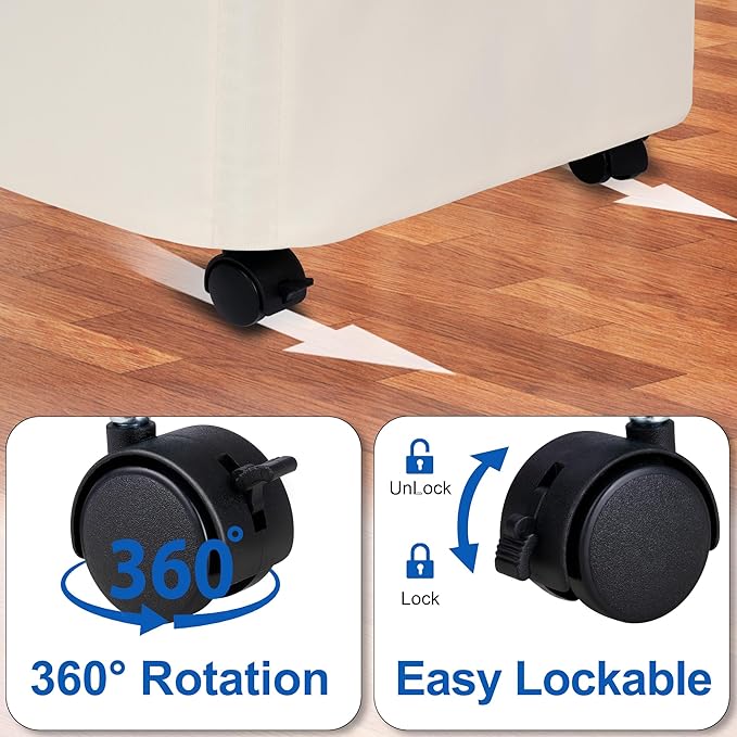 Vincona Slim Laundry Hamper with Lid and Wheels, Small Rolling Laundry Basket with Handle for Small Spaces, Tall Dirty Clothes Hampers for Dorm, Bathroom and Bedroom, 95L, Beige