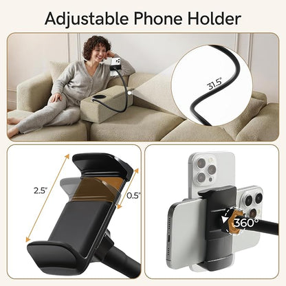 Multifunctional Couch Caddy Armrest with Couch Cup Holder Charging Console Phone Holder Storage 20.3'' Arm Rest Caddy Removable Chenille Sofa Armrest Organizer for Home Sofa Living Room, Camel