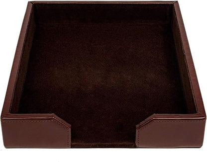DACASSO Bonded Leather Desktop Letter Tray - Luxury Letter Holder & Paper Organizer for Desk - Office Organization & Executive Desk Decor - (Dark Brown)