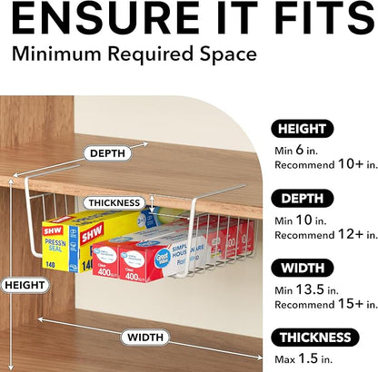 Simple Houseware 6PK Under Shelf Basket, White
