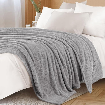 Exclusivo Mezcla Fleece Bed Blankets Queen Size, Ultra Soft, Lightweight and Fuzzy Light Grey Blanket for Women, Home Decor, 90x90 Inches