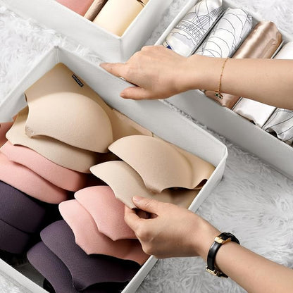 Criusia Underwear Sock Drawer Organizer Dividers 8 Set, Foldable Dresser Closet Organizers and Storage Bins for Baby Clothing, Sock, Underwear, Bra, Ties, Scarf (White)
