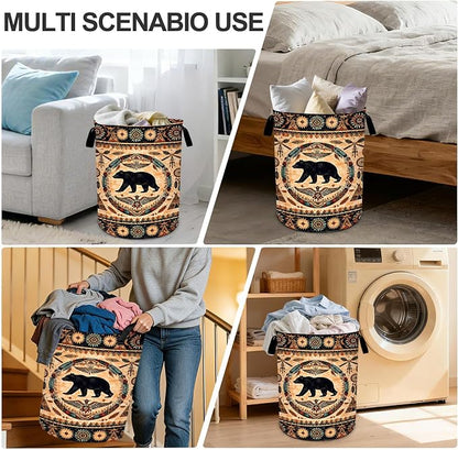 Western Laundry Basket Waterproof Laundry Hamper Foldable Laundry Bag with Handles for Bedroom, Bathroom, Office, Clothes Storage