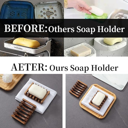 Wooden Soap Dish for Shower,Set of 2 Shower Soap Holder,Self draining Bar Soap Holder for Bathroom, Homemade Soaps Saver Natural Soaps Tray, Vowupt