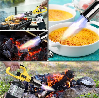 TBTEEK Powerful Propane Torch Head, Sous Vide Grill Cooking Torch With Adjustable Flame, Safety Lock Charcoal Torch Lighter for BBQ, Searing Steak, Creme Brulee, Campfire (Tank Not Included)
