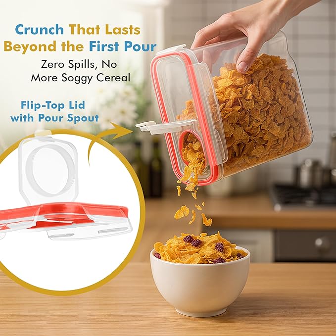 Shazo 2 Pack (15.4 Oz Cereal Capacity) Small Airtight Cereal Containers Storage with Lids, Perfect Space Saving BPA-Free Plastic Container, Pantry Organization and Canister for Rice, Sugar & Flour
