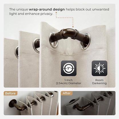 Zeerobee Curtain Rods for Windows 144 to 168, 1 Inch Industrial Wrap Around Antique Bronze Curtain Rod, Indoor/Outdoor Room Divider Adjustable Drapery Pole, 144"-168"
