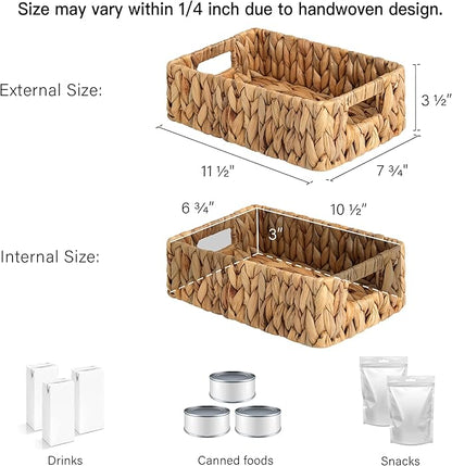StorageWorks Water Hyacinth Baskets, Small Wicker Baskets for Organizing in Living Room and Shelf, 2-Pack