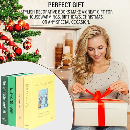 Nature Medium | 4 PCS Faux Decorative Books for Home Decor | Not Real Books (Cardboard Boxes) | Coffee Table, Shelf Styling & Modern Aesthetic Accent Pieces for Living Room, Office