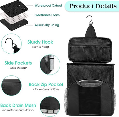 Attmu Mesh Shower Caddy Portable Dorm Tote Bag, Quick Dry Hanging Toiletry Bag, Large Capacity Shower Bag for College Dorm Room Essentials for Boys and Girls for Bath Camping (Black)