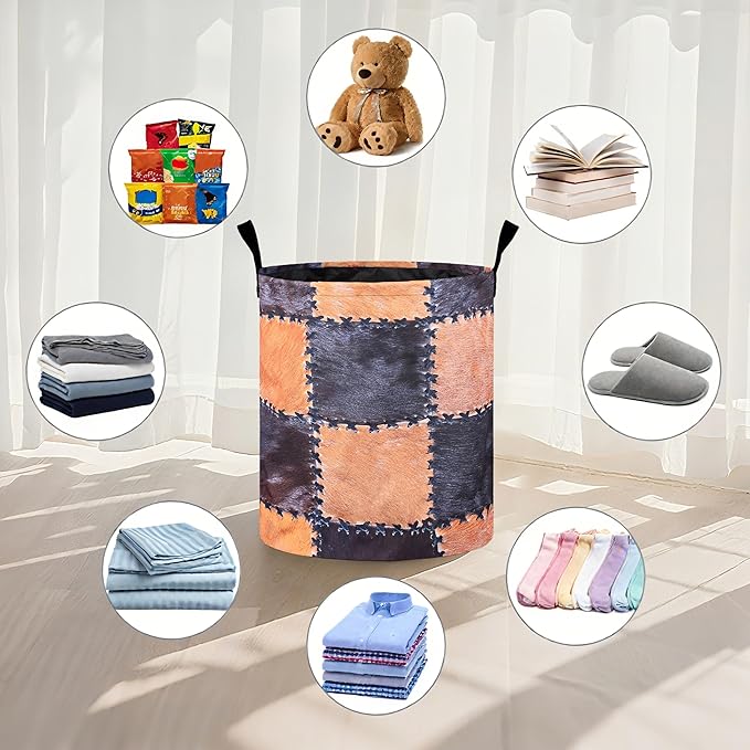 Retro Cow Prints Laundry Basket Laundry Hamper With Handles Collapsible Laundry Baskets Storage Basket For Room Bathroom Bedroom Decor