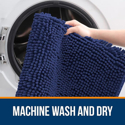 OLANLY Large Bathroom Rugs 70x46, Soft Absorbent Chenille Bath Rugs, Rubber Backing Quick Dry, Machine Washable Bath Mats for Bathroom Floor, Tub and Shower, Home Decor Accessories, Twilight Sapphire