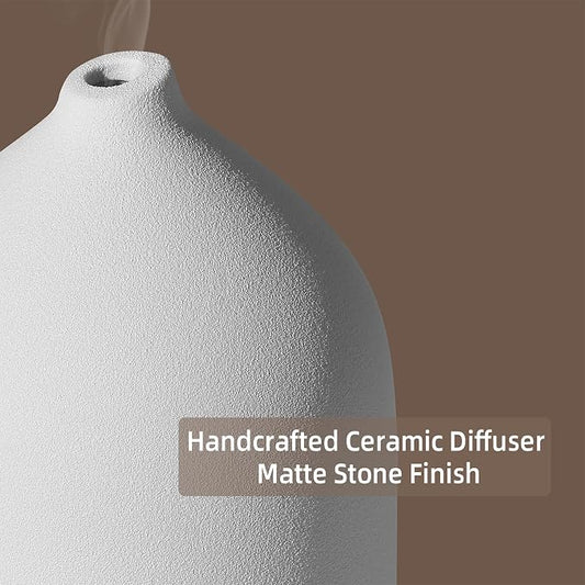Gooamp 200ML Ceramic Essential Oil Diffuser (2 Pack) - Ultrasonic Aromatherapy & Humidifier with 7-Color LED Lights, Auto Shut-Off, Wood Grain Base, 1H/3H/6H Timer | Scent for Home, Office, Yoga