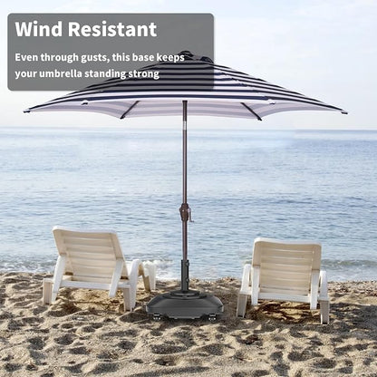 Patio Umbrella Base Heavy Duty with Wheels, Max 100lb Fillable Umbrella Stand Mobile Square Market Stand, Windproof Outdoor Umbrella Holder for Deck, Poolside, Lawn, Fits Muti Sized Umbrellas