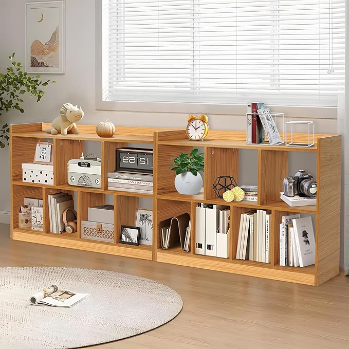 Cube Bookshelf Storage Organizer, 7-Cube Open Bookcase Shelf, Modern Particle Board Display Shelf for Living Room, Bedroom, Home Office