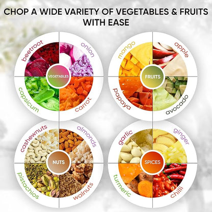 Brieftons Express Small Manual Food Chopper, 2-Cup: Hand Chopper with Container, Push-Down Pump Onion Chopper, Garlic Chopper, Green Veggie Cutter for Salsa, Salad, Coleslaw, Baby Food, Indian Cooking