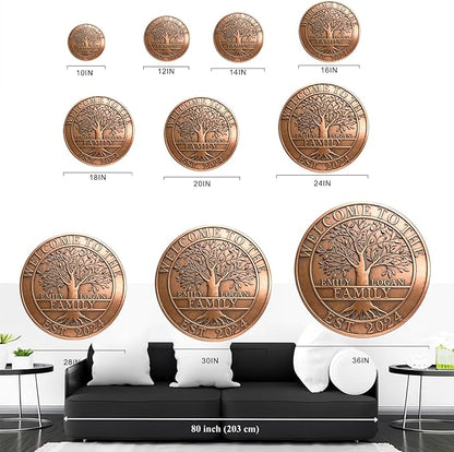 50th Anniversary Wedding Gifts for Couple Copper Decor Personalized Family Tree Wall Decor Copper Metal Wall Decor, Metal Name Sign Wedding Gifts, Housewarming