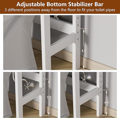 VEIKOU Over The Toilet Storage Cabinet, Bathroom Cabinet, Freestanding Over The Toilet Storage/Adjustable Shelf Rack, White