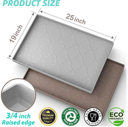 SIKADEER 25" x 19" Under Sink Mat Waterproof, Silicone Mat Kitchen Drawer Shelf and Cabinet Liner, Sink Protector for Kitchen Organizers and Storage, Boot Tray Pet Food Mats
