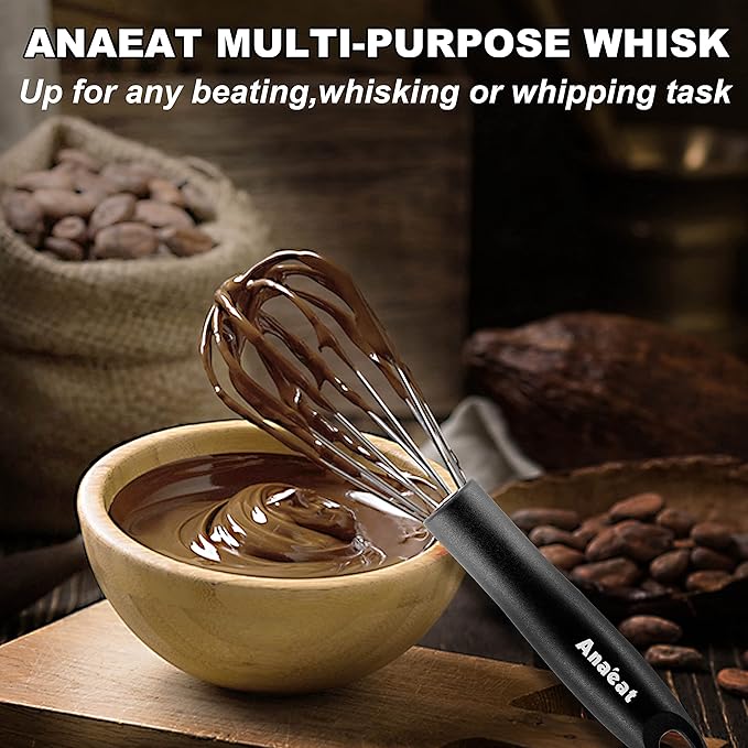Anaeat Stainless Steel Kitchen Whisk Set of 5, Milk and Egg Beater Blender with Thick Wire for Whisking, Cooking, Baking, Beating and Stirring - 5"+7" Mini Whisk and 9''+11''+12'' Balloon Whisks