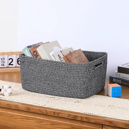 MiniArk Large Storage Baskets for Organizing, Closet Shelf Baskets for Clothes Blanket Towels, Baby Nursery, Toy Bins Box, Woven Rope Baskets, 17 x 13 x 7.5”, 4 Packs Dark Gray