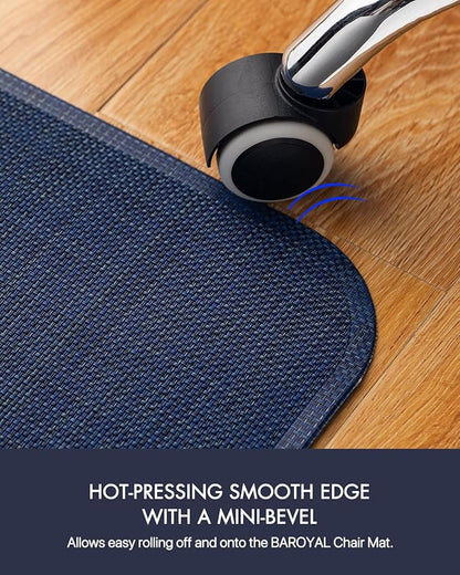 BARoyal Office Chair Mat for Hardwood Floor Under Desk Computer Rolling Chair Mat for Wood/Tile Floor Non-Slip Heavy Duty Desk Rug PVC Plastic Hard Floor Protector 36" x 48"(Indigo)