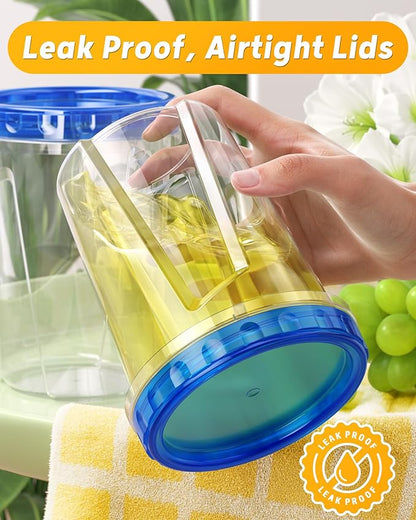 6 Pack-34 oz Freezer Storage Containers, Plastic Food Storage Containers with Twist Top Lids, BPA Free and Reusable Soup Containers with Lids, Leakproof/Microwave/Dishwasher Safe