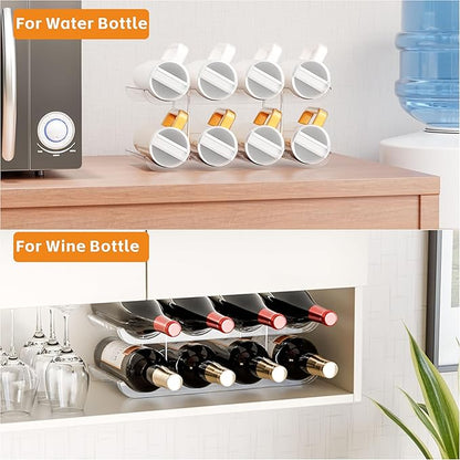 Yieach 3 Tier Stackable Water Bottle Organizer for Cabinet - Larger Compartment Water Bottle Holder for 40 oz Stanley Cup,Yeti and Other Tumbler Organizer,Waterbottle Storage and Wine Rack for Fridge