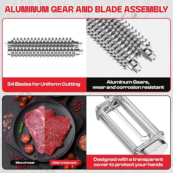 Cofun Manual Meat Tenderizer Tool, Meat Tenderizer Machine with Stainless Steel Gear, Steak Flatten Cuber Rolling Meat Poultry Tenderizer, Meat Tenderizer Kitchen Tool