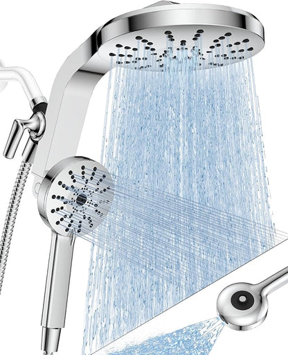 High Pressure Rain Showerhead Combo, 2026 Magnetic Shower Head Set with Detachable 8-Mode Handheld Shower Spray, Adjustable Angle Dual Showerhead System with Built-in Magnetic Docking and Power Jets