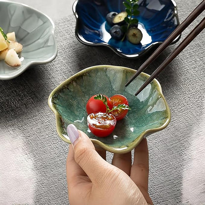 2Pcs Ceramic Jewelry Dish - Lotus Leaf Shape, for Ring Holder Necklace Small Key, Suitable for Mother Friend Sister, Gifts for Women, Cute Plate Trinket Tray, Home Decor (Crystal Green & Green)