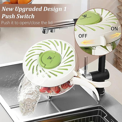 Fruit Washing Bowl with Strainer and Lid with Handle, Portable Strainers and Colander for Kitchen, Vegetable Wash Drain Basket, 3 in 1 Berry Fruit Storage Containers for Fridge Kitchen Picnic Outdoor