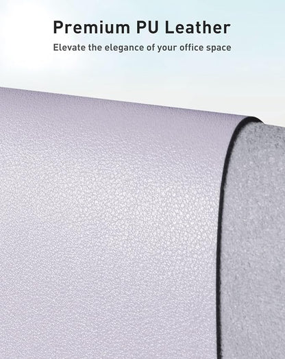 Aothia Faux Leather Desk Mat - Large Mouse Pad, Non-Slip PU Leather Blotter, Waterproof Writing Surface for Office and Home (Soft Lavender, 40" x 24")
