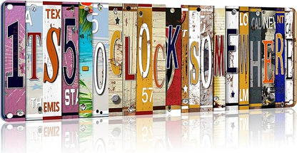 Bar Signs For Bar Decor Its 5 O'Clock Somewhere Sign,Funny Vintage Bar Accessories Drinking Signs Gifts for Men,16 x 4 Inches