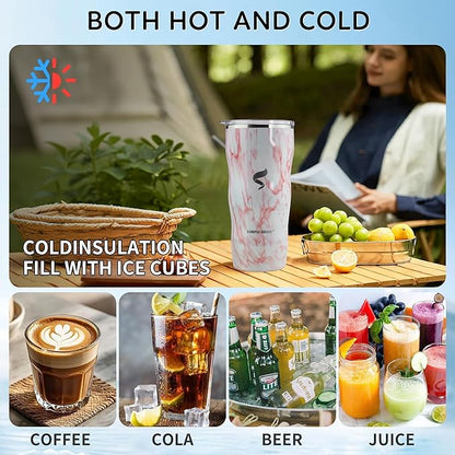 20Oz Insulated Tumbler With Straw And Lid,Stainless Steel Straws for Tumbler,Double Wall Vacuum Travel Mug,Spill Proof Tumble, Travel Cup for Iced Coffee, Jelly Pink