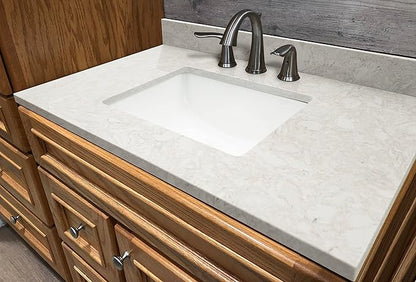 MSI Drifting Fog Vanity Top with Under Mount Rectangle Ceramic Sinks, Engineered Marble Stone, 4" CC Faucet Holes, 37"X22"