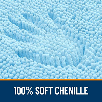 OLANLY Large Bathroom Rugs 44x32, Extra Soft Absorbent Chenille Bath Rugs, Rubber Backing Quick Dry, Machine Washable Bath Mats for Bathroom Floor, Tub and Shower, Home Decor Accessories, Sky Blue