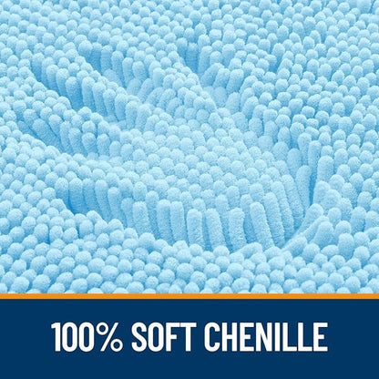 OLANLY Bathroom Rugs 30x20, Extra Soft Absorbent Chenille Bath Rugs, Rubber Backing Quick Dry, Machine Washable Bath Mats for Bathroom Floor, Tub and Shower, Home Decor Accessories, Sky Blue