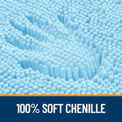 OLANLY Bathroom Rugs 30x18, Extra Soft Absorbent Chenille Bath Rugs, Rubber Backing Quick Dry, Machine Washable Bath Mats for Bathroom Floor, Tub and Shower, Home Decor Accessories, Sky Blue