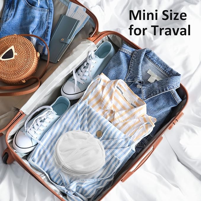 TECHMILLY Collapsible Mesh Pop Up Laundry Hamper with Sturdy Handles and Side Pocket - Portable Foldable Clothes Baskets for Dorm, Bathroom & Travel Storage (White, 3 Packs)
