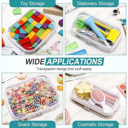 Sanwuta 6 Pcs Clear Hard Zipper Case Plastic Zipper Pouches Transparent Makeup Bag Pencil Case Pouches Toiletry Diaper Bag for Travel Toy Storage Organizer Bins(Clear,Two Sizes)