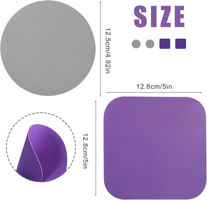 LUTER 4pcs Jar Opener, Rubber, Multi-function Silicone Bottle Opener for Seniors with Weak Hands Lid Cap Gripper Pads Kitchen Coasters Gadgets(Grey, Purple)