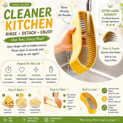 JAYVAR Extra Large Banana Slicer, Spam Slicer, Egg Cutter for Hard Boiled Eggs, Cheese Butter Cutter for Hot Dog Slicing, Multipurpose Strawberry Slicing Kitchen Gadgets for Fruits and Vegetables