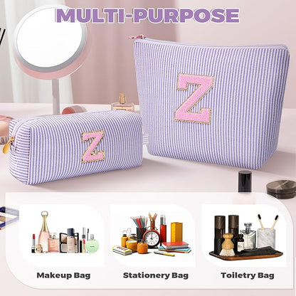 Personalized Makeup Bag for Women Girls - Fashion Cosmetic Bag Trendy Travel Toiletry Bag with Initials Letter - Teen Gifts - Lavender,Z