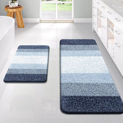 OLANLY Bathroom Runner Rugs Mat 44x24, Extra Soft Absorbent Microfiber Bath Rugs, Rubber Backing, Quick Dry, Washable Long Bath Mats for Bathroom, Tub and Shower, Home Decor Accessories, Navy Blue